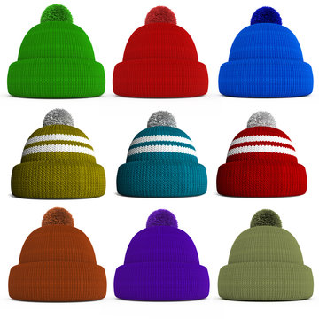 Set of knitted winter hats