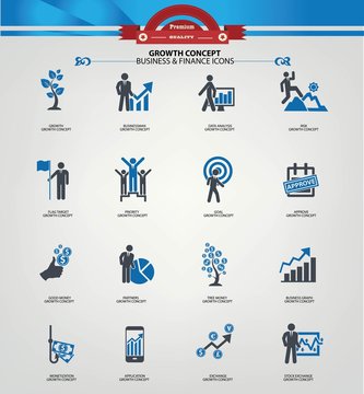 Growth concept icons,Blue version,vector