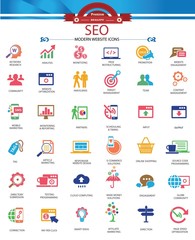 Set Of SEO and Modern Website Icons,Colorful version,vector