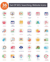 SEO (Search Engine Optimization)icons, Colorful version,vector
