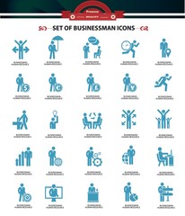Set of Businessman icons,Blue version,vector
