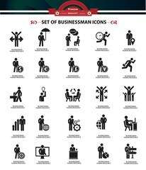 Set of Businessman icons,Black version,vector