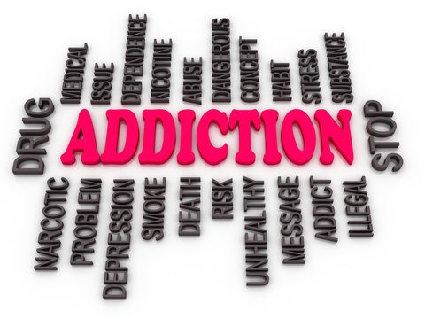 3d Addiction Message. Substance Or Drug Dependence Conceptual De