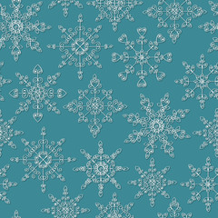 Seamless pattern with decorative snowflakes