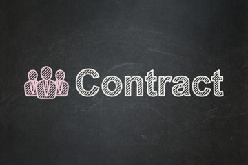 Finance concept: Business People and Contract on chalkboard