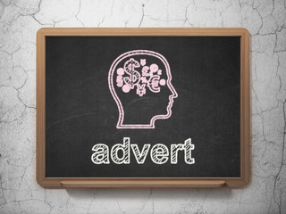 Marketing concept: Head With Finance Symbol and Advert