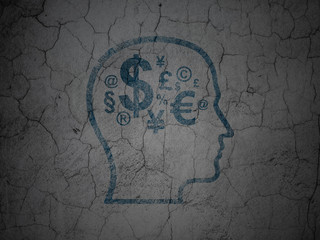 Finance concept: Head With Finance Symbol on grunge wall