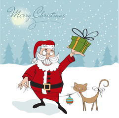 Santa Claus with gift