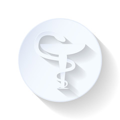 Medical bowl with a snake flat icon