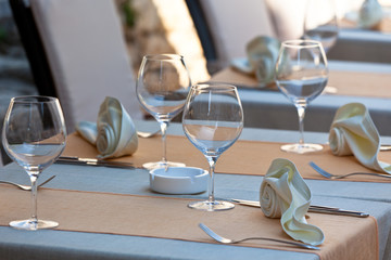 Cozy Restaurant tables ready for service