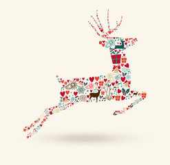 Merry Christmas jump deer illustration