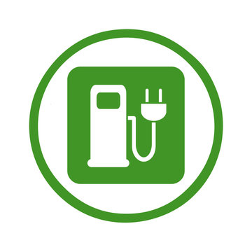 iws38 IconWebsiteSimple iws - english: charging station - green icon circle web symbol - German: E-Tankstelle Ladestation Zeichen in gr&uuml;n - g124
