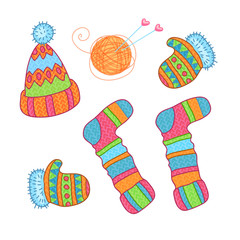 Warm knitted accessories, vector