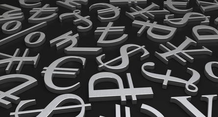 Scattered Currency Symbols