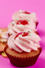 Cakes and sweet on pink a