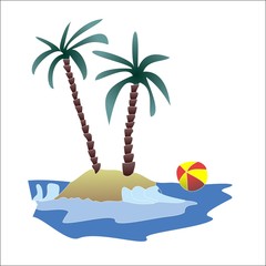 Island scene with palms in tropical water
