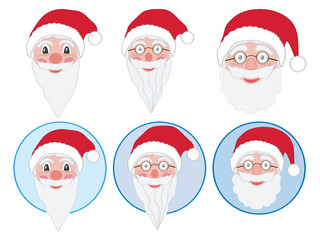 set of Santa Claus face illustrations