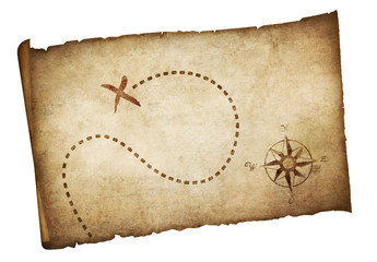 Pirates old treasure map isolated