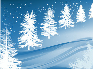 Naklejka premium blue and white winter snow forest illustration