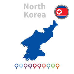Obraz premium vector map and flag of North Korea