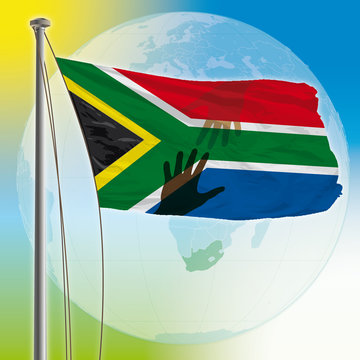 south africa flag with hands