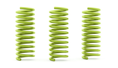 Three green spirals rendered and isolated