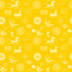 new year card, floral Chinese horse year element