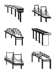 Various bridges in perspective - vector illustration