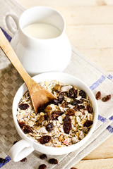 bowl of oat flake with raisins