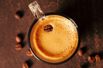 Coffee cup and beans
