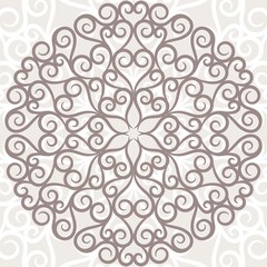 Curl pattern background. Ornamental round lace.