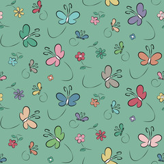 butterflies and flowers pattern