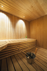 Fototapeta na wymiar Wnętrze sauny fińskiej.