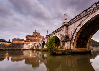 Castle of Holy Angel and Holy Angel Bridge over the Tiber River