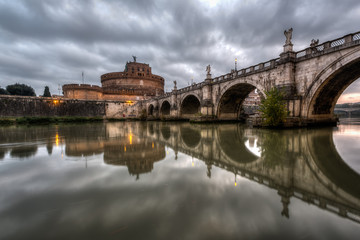 Castle of Holy Angel and Holy Angel Bridge over the Tiber River