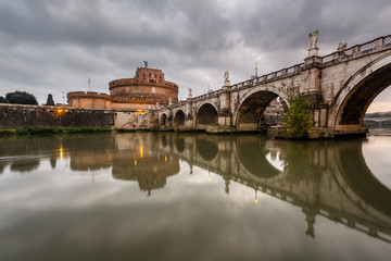 Fototapeta premium Castle of Holy Angel and Holy Angel Bridge over the Tiber River
