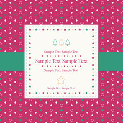 Christmas greeting card on red and green polka dot pattern