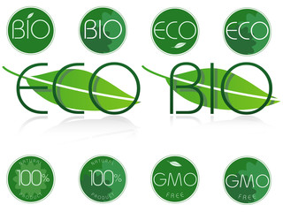 Set of bio eco and natural symbol.