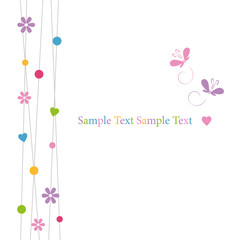 cute hearts flowers dots and butterflies greeting card