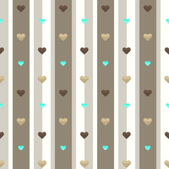 Seamless hearts pattern with strips