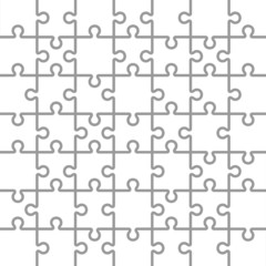 Jigsaw puzzle white blank parts template. 7x7 pieces.