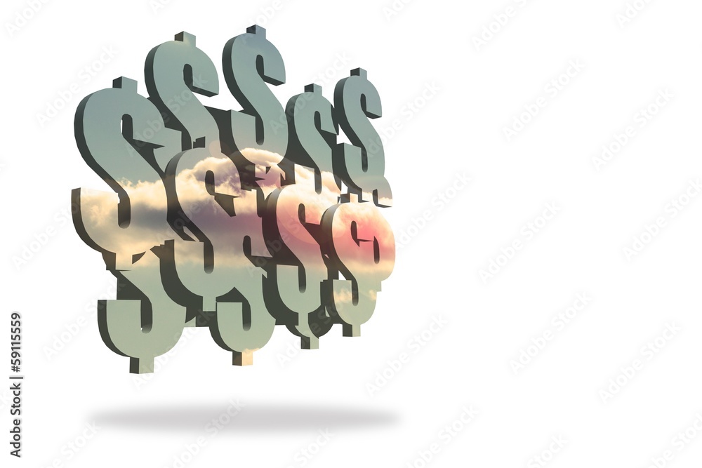 Poster clouds on dollars on abstract screen