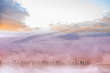 Fototapeta premium Cityscape in the clouds