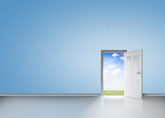 Door opening showing blue sky