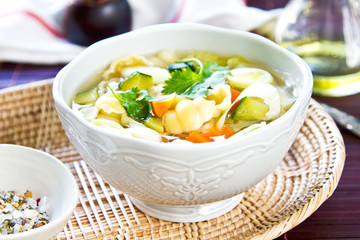 Vegetables soup with pasta