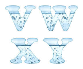 Mineral water characters on white