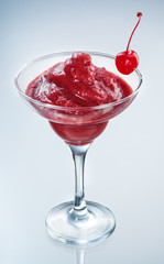 Strawberry smoothie with cherry isolated. Organic food