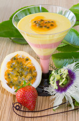 Passion fruit and strawberry mousse