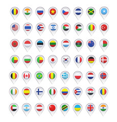 Flags inside pointers over white background
