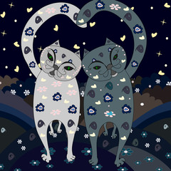 Stylish love cats go together